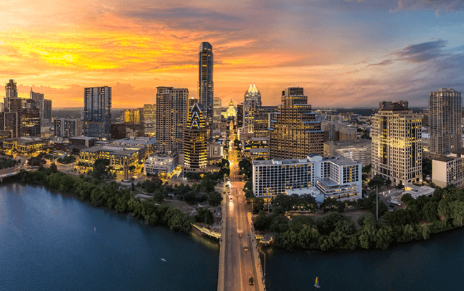 Bird's eye view of Austin