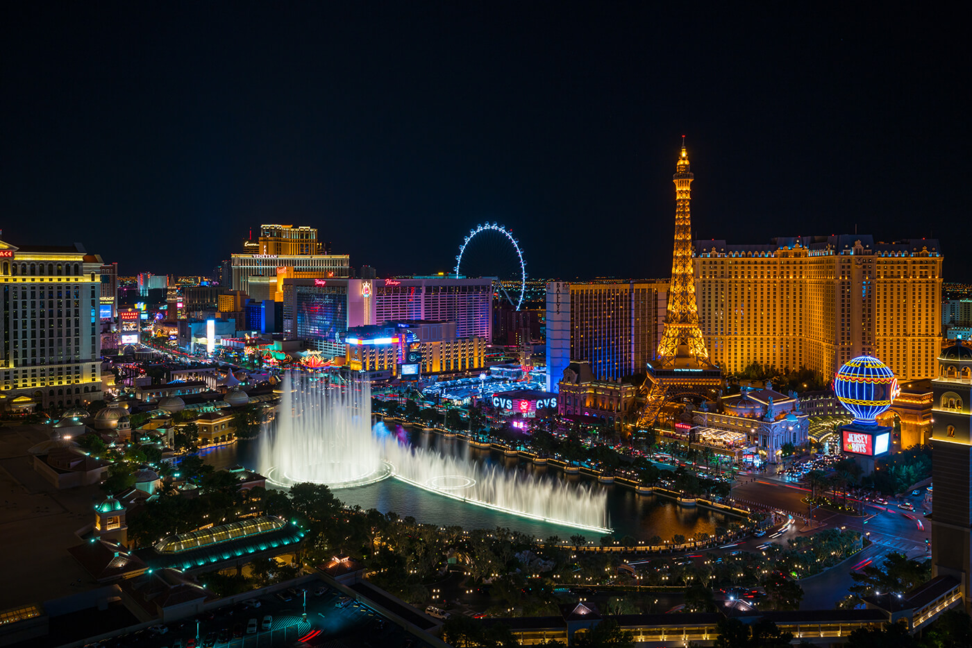 Night time view of Las Vegas