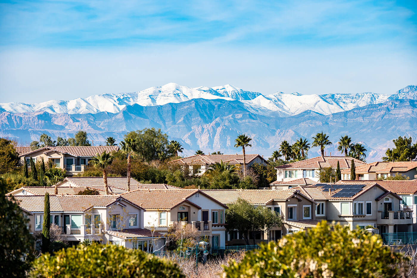 View of snow covered mountains in Las Vegas