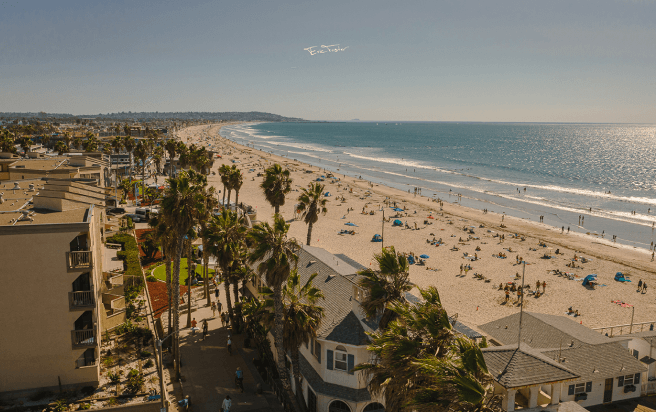 A bird's eye view of San Diego beach