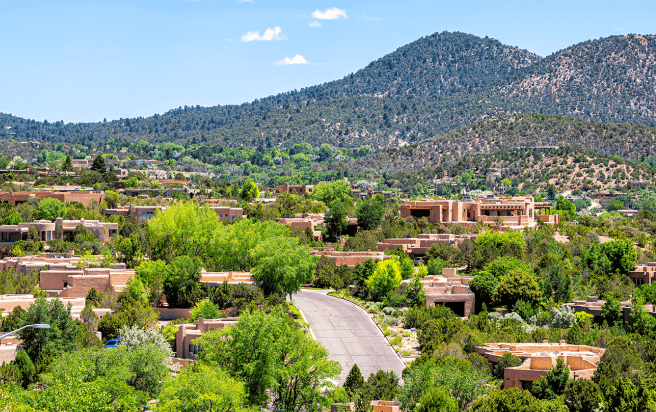 Santa Fe's view of houses and mountains