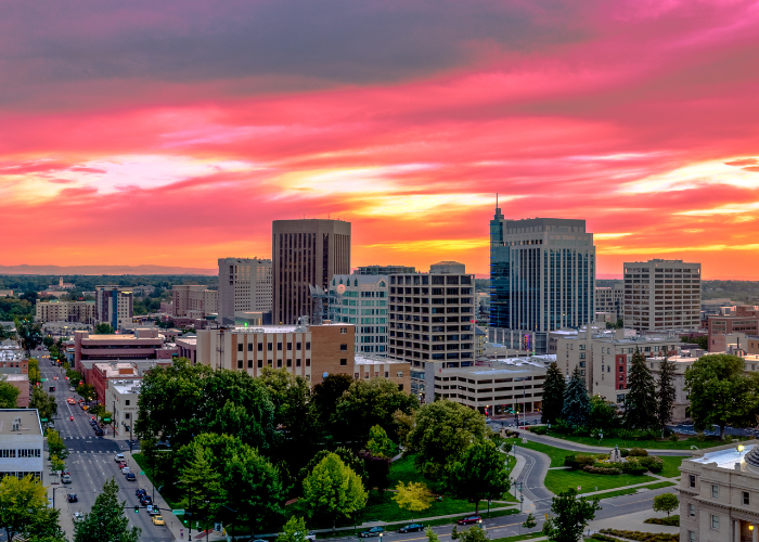 This magical sunset view of Boise is an enchanting experience that unveils the city's unique beauty and charm.